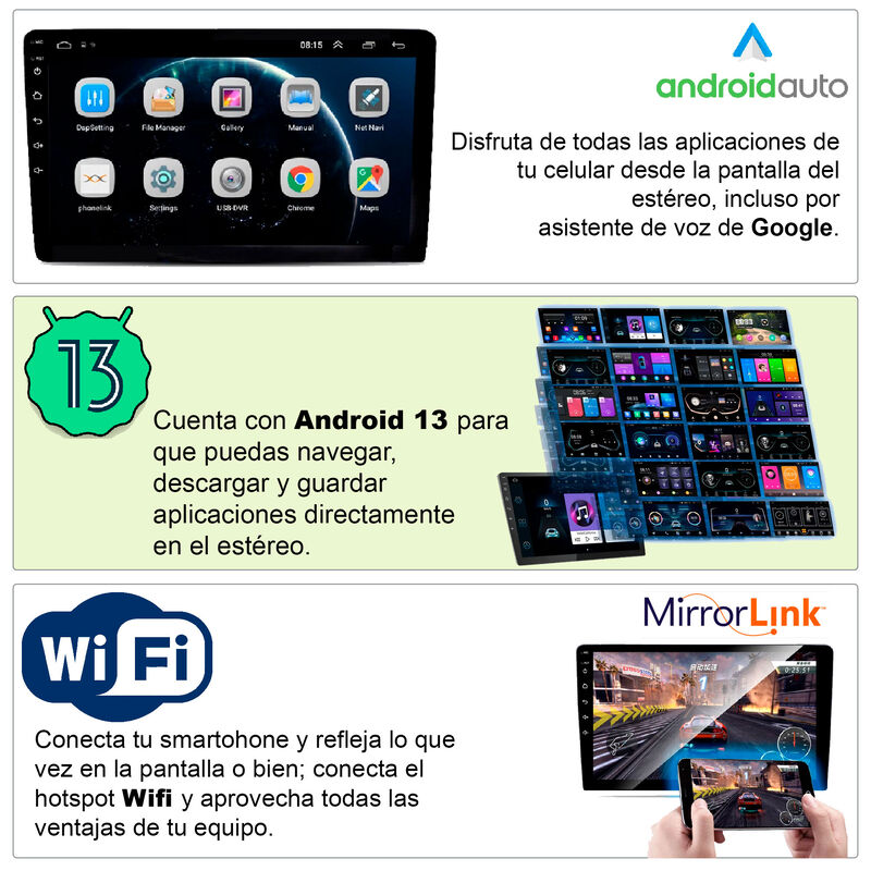 Autoestéreo Vak M709 2 Din 9" Android Carplay C... image number null