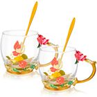 Juego De 2 Tazas De T&eacute; Tioncy De 320 ml, Rosa Con Esmalte