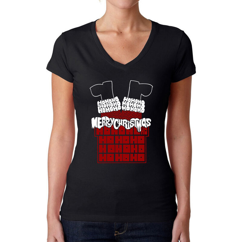 Camiseta De Cuello En V Word Art Para Mujer - S... image number null