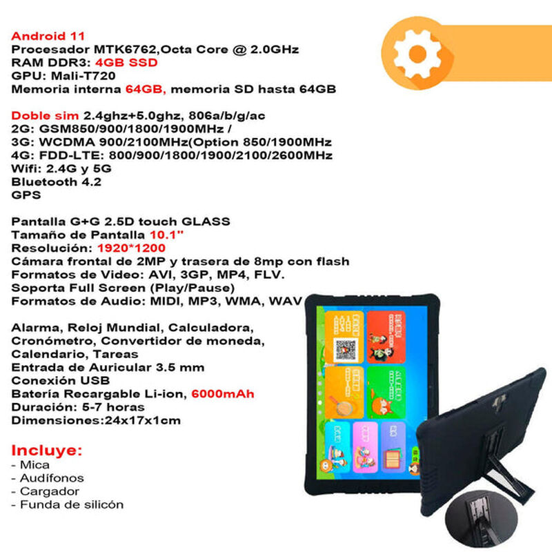 Tablet Vak 98x 10' Octacore 64gb Doble Sim 4g A... image number null