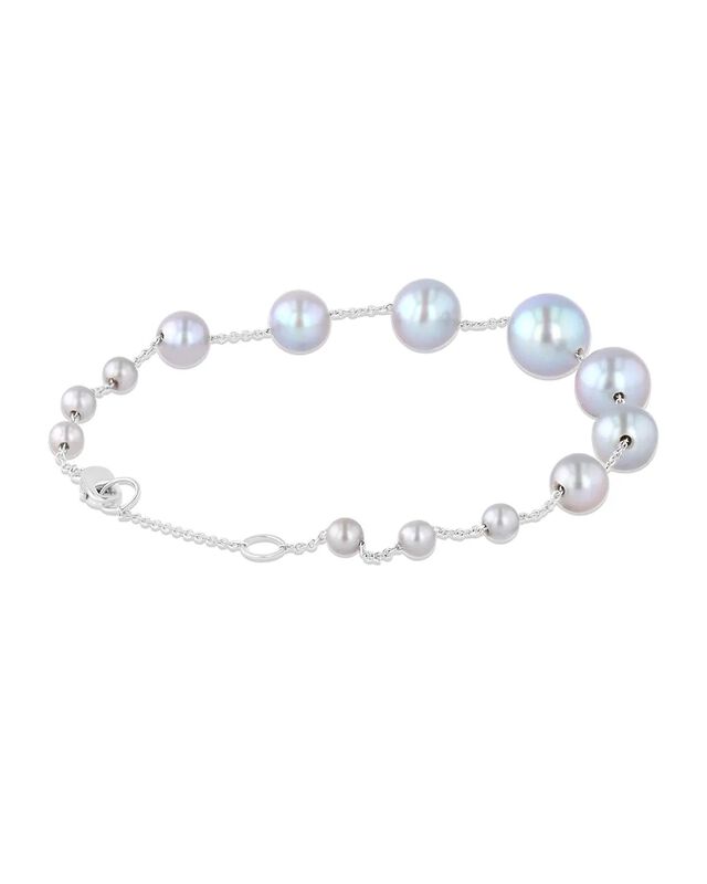 Pulsera Oro Blanco 14k Con Perlas Grises 3-9mm ... image number null