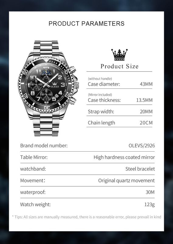 Reloj Olevs Moonphase De Acero Inoxidable Imper... image number null