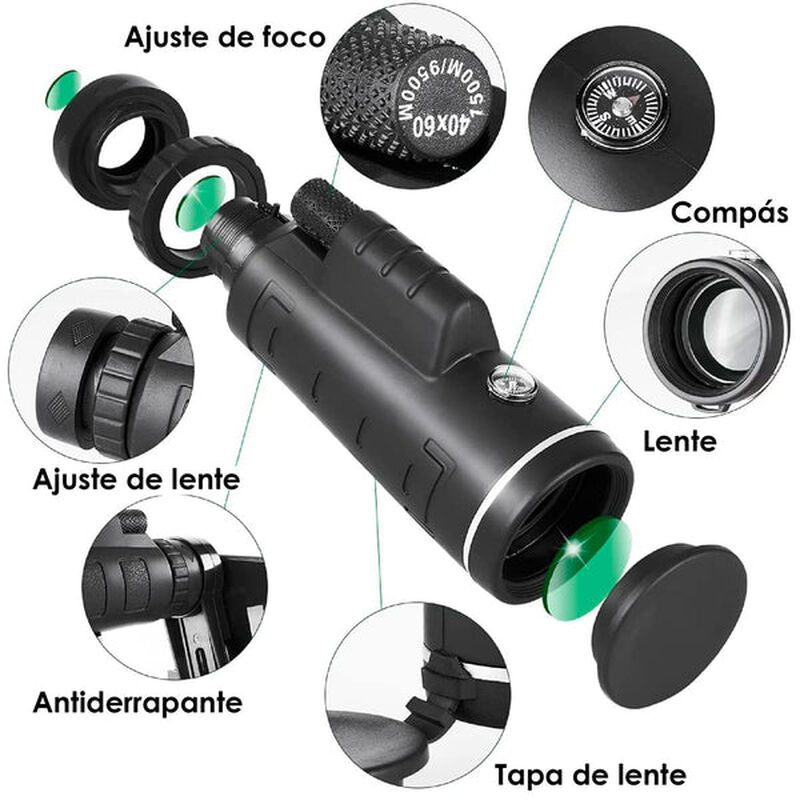 Monocular Terrestre Vak 40x60 Hd Impermeable Tr... image number null