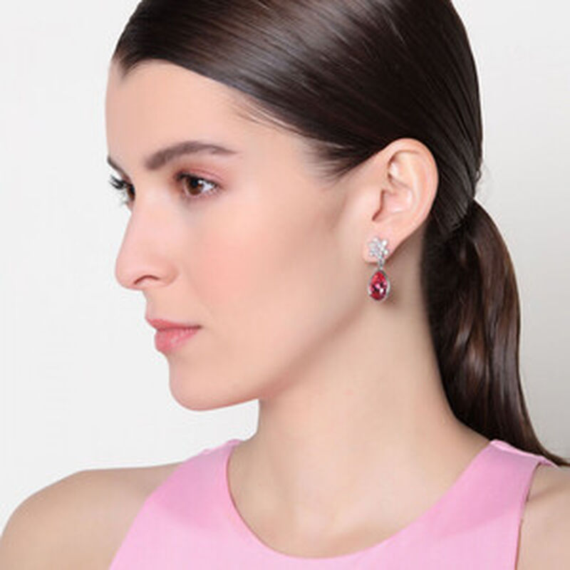 Aretes en Ba&ntilde;o de Oro Blanco de 18K  de Gota Y ... image number null