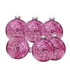 Set De 6 Esferas Navide&ntilde;as Cuentas Brillantes Rosa 8 Cm