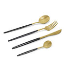Juego de Cubiertos Dorados con Negro 24 pzs Cuchillo Cucharas y Tenedores