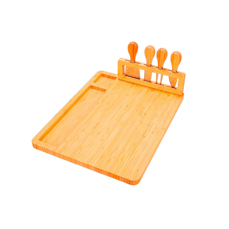 Tabla para Quesos Rectangular de Bamb&uacute; con Cuch... image number null