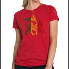 Camiseta Mezcla Premium Word Art Para Mujer - Le&oacute;n Rasta &middot; One Love- Rojo