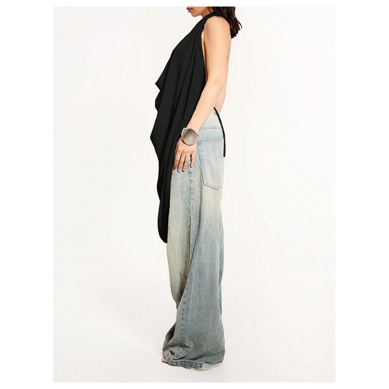 Top sin Mangas Oyoangle Cuello Drapeado Transpa... image number null