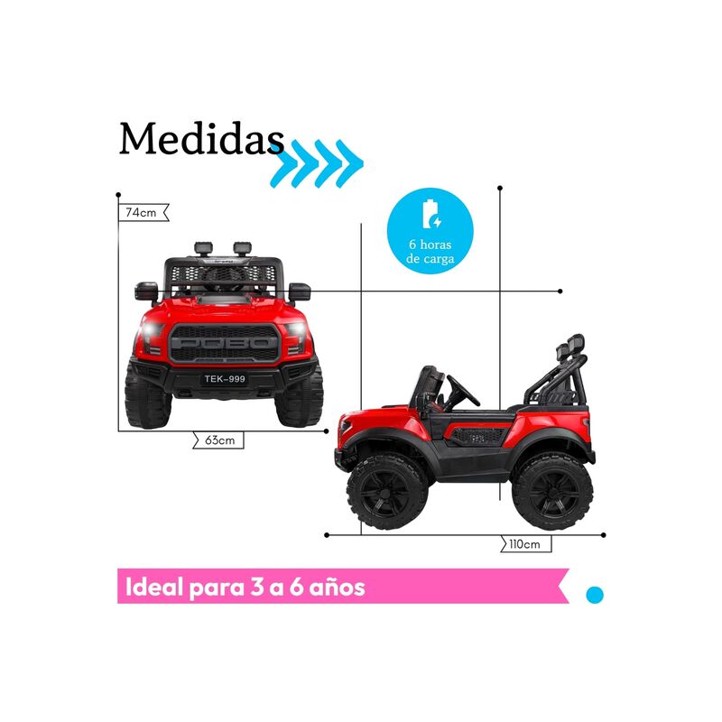 Montable El&eacute;ctrico Tipo Jeep 12v Doble Motor Co... image number null