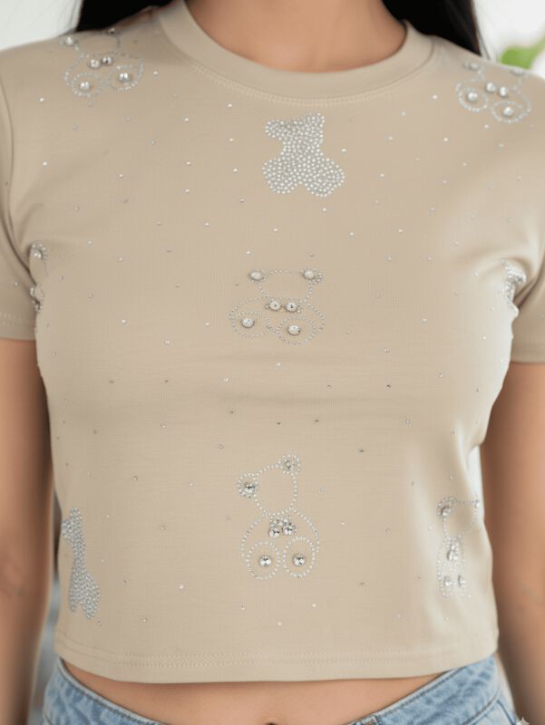 Blusa Crop Top BL-1036 Azul Rey Con Estampado D... image number null