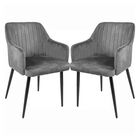 Set 2 Sillas Comedor Sillones Terciopelo Acolchadas Modernas Gris