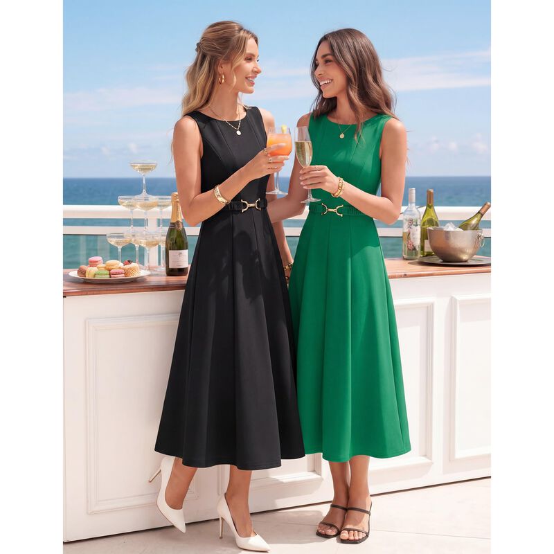 Vestido Zesica Sin Mangas Midi Negro M image number null