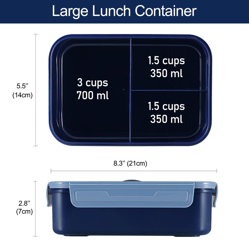 Caja Bento Caperci 1400 ml 3 Compartimentos Azu... image number null