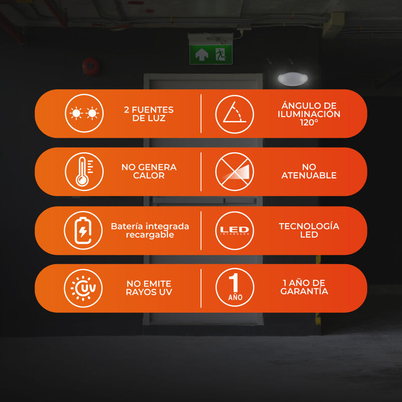 Lámpara De Pared Emergencia Sobreponer 4w Luz D... image number null
