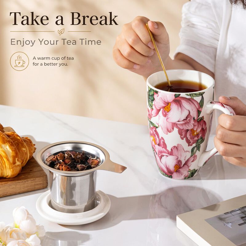 Taza De T&eacute; Amorarc 532 ml Con Infusor Y Tapa image number null