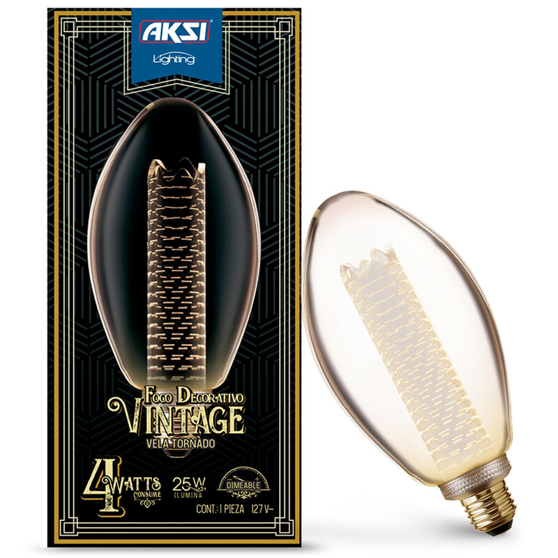 Pack de 6 focos LED Vintage Aksi 4W Vela Tornad... image number null