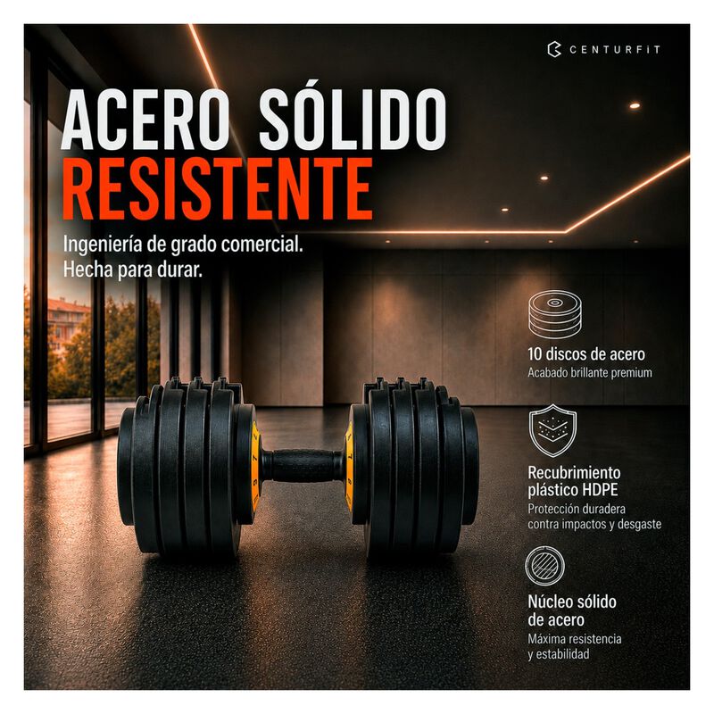 Mancuerna Pesa Ajustable 25kg 10 Ajustes Discos... image number null