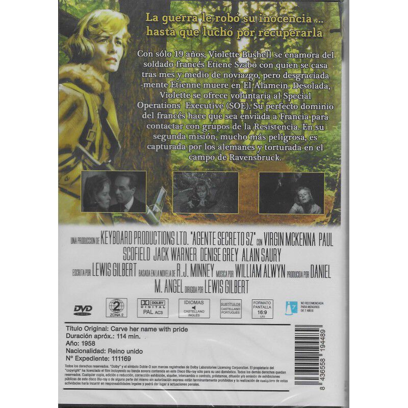 Agente Secreto Sz [dvd] (1958) Carve Her Name W... image number null
