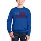 Sudadera De Cuello Redondo Word Art Para Ni&ntilde;o - Bandera de Estados Unidos - Azul Rey