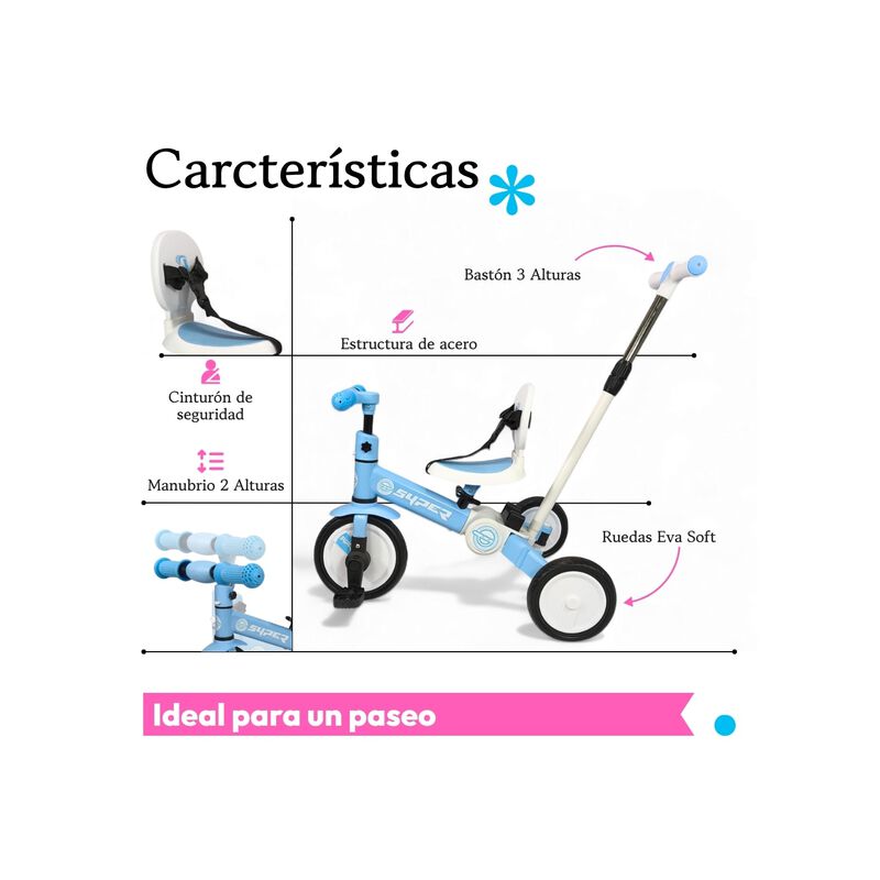 Triciclo Evolutivo 3 En 1 Plegable Con Toldo Uv... image number null