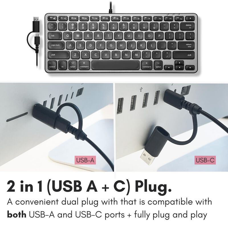 Teclado Macally Con Hub Usb-c/a Cableado De 78 ... image number null
