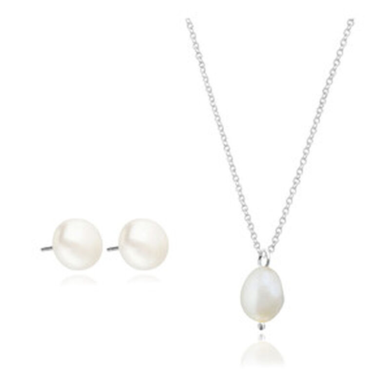 Set Broqueles de Perla y Dije Perla con Cadena ... image number null