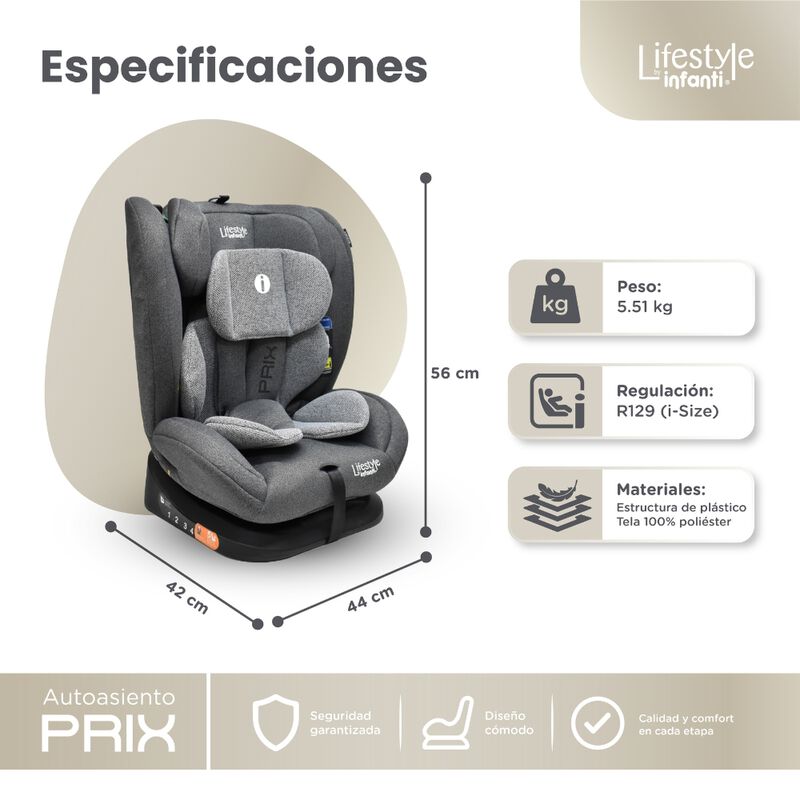 Autoasiento Reclinable Prix Gris Con Soporte De... image number null