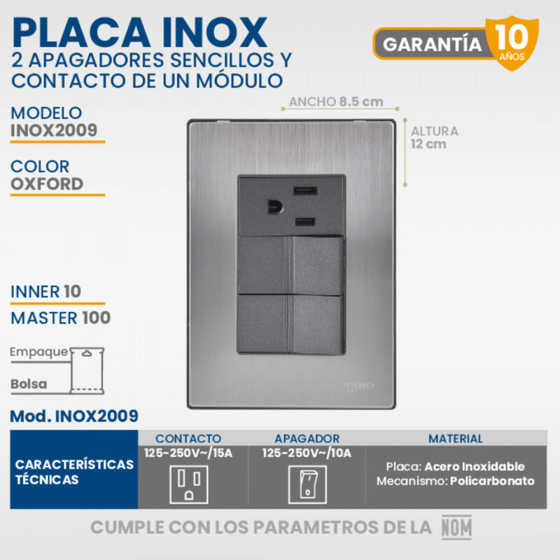 Paquete 5 piezas Placa Armada Con 2 Apagadores ... image number null