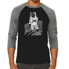 Camiseta Ragl&aacute;n de B&eacute;isbol Word Art Para Hombre - Astronauta - Negro Gris