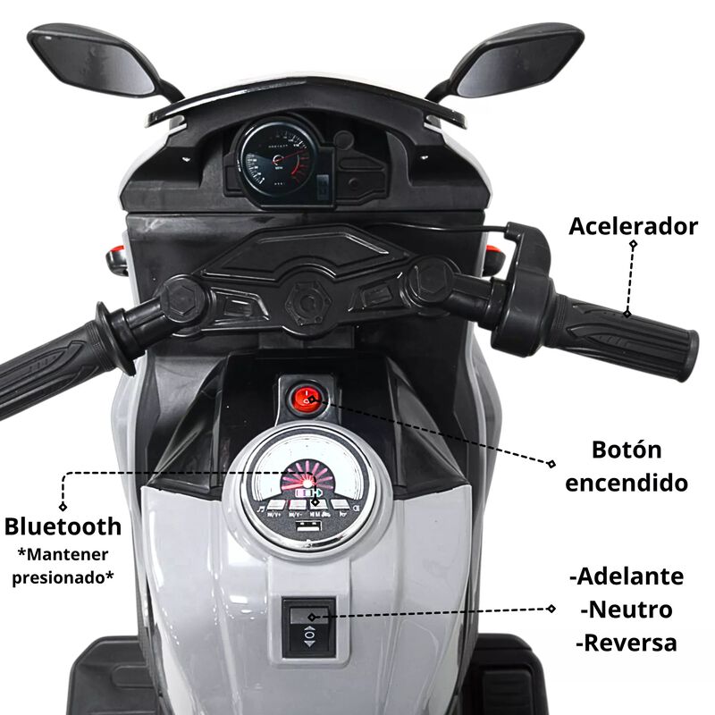 Moto El&eacute;ctrica Deportiva Para Ni&ntilde;os 3 Ruedas Bl... image number null