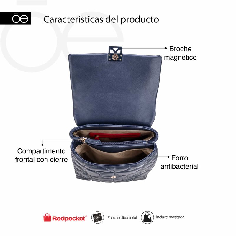 Mochila Mediana Con Mascada Color Azul Marino image number null