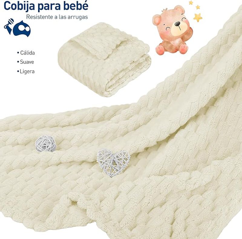 2 Cobijas para Bebe Color Hueso Bluelander image number null