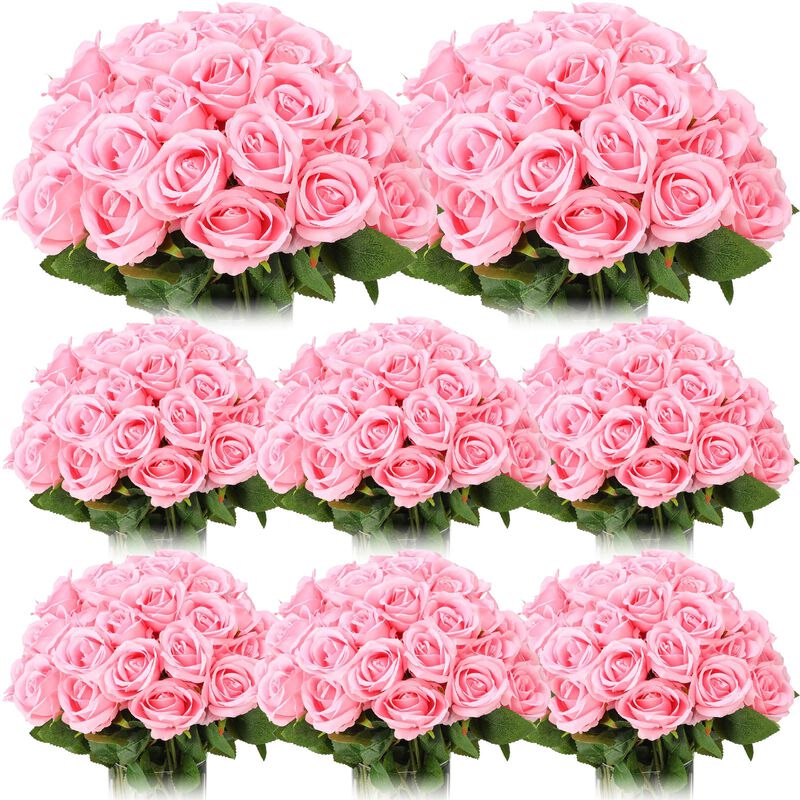 Rosas Artificiales De Seda Hotop 80 Piezas Rosa... image number null