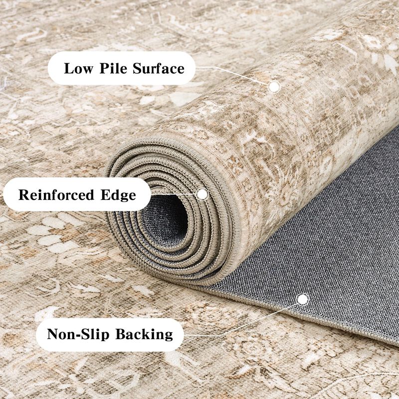 Alfombra Duidy 244x152 Cm Caqui Lavable Antides... image number null