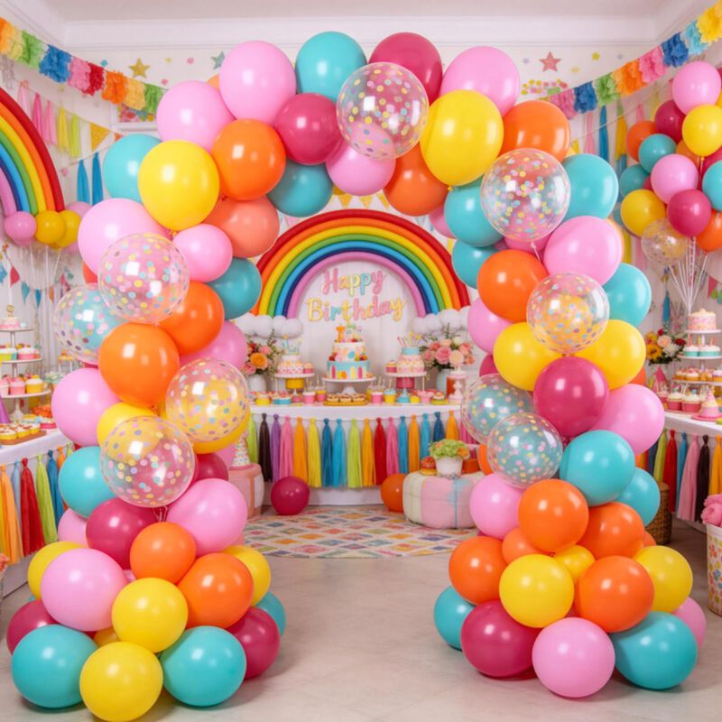 Set De 60 Globos Coloridos Arco&iacute;ris Paready image number null