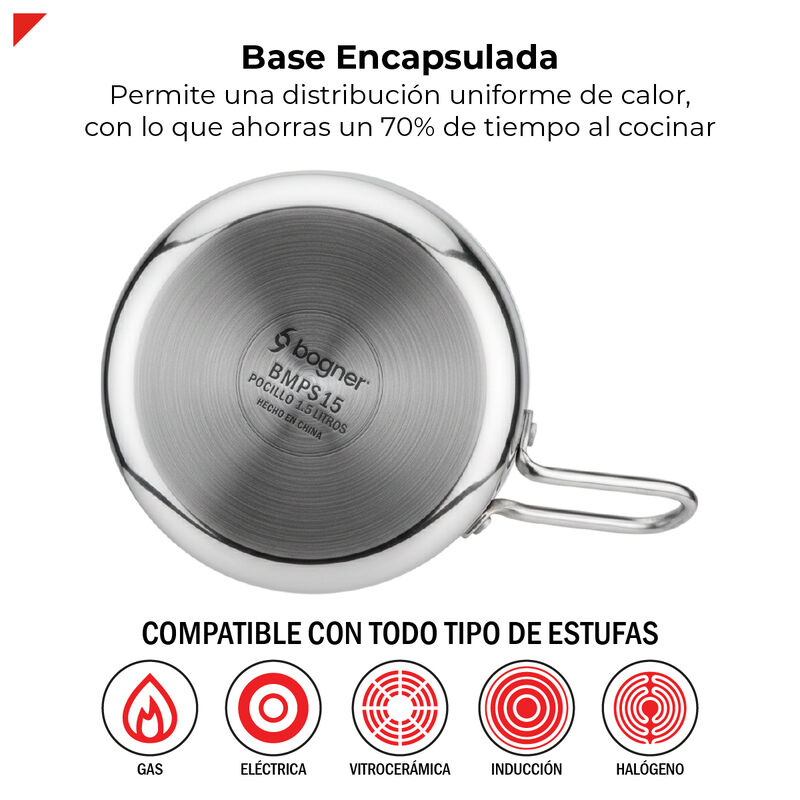 Pocillo 1.5 L Acero Inox 304 Bogner BMPS15 image number null