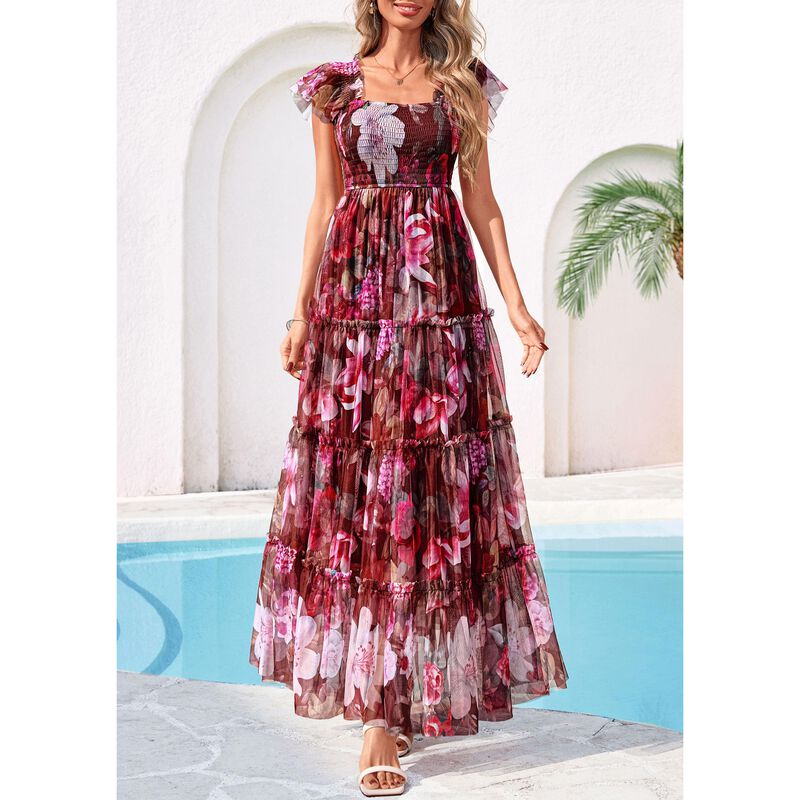 Vestido Midi Floral Prettygarden Escote Cuadrad... image number null