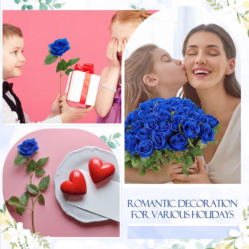 Rosas Artificiales Hotop 80 Piezas Azul 50 Cm D... image number null