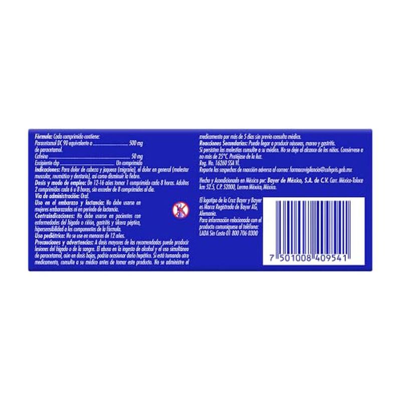 Saridon Paracetamol Y Cafe&iacute;na 100 Comprimidos image number null