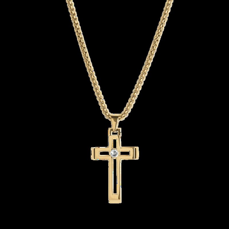 Collar Hombre Acero Inoxidable Cruz, Regalos Pa... image number null