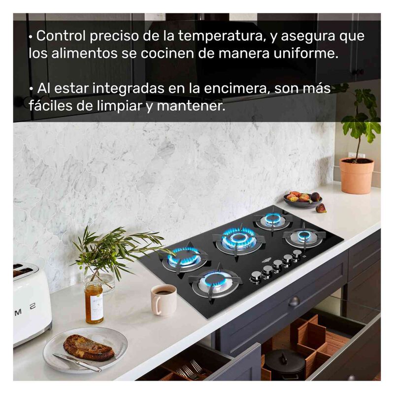 Parrilla Cristal Templado 5 Quemadores Negro Gu... image number null