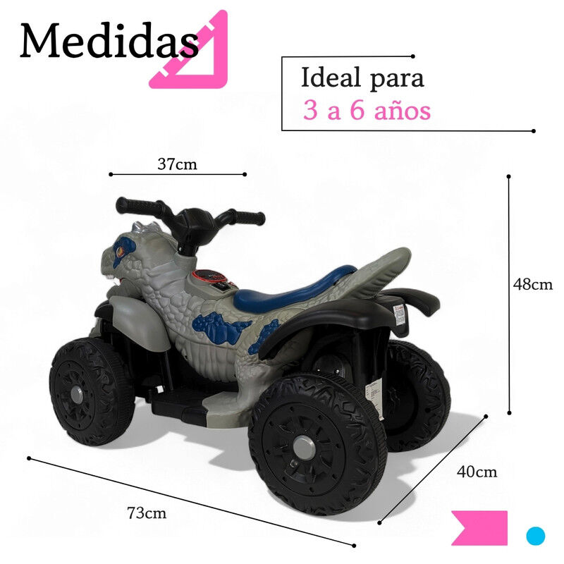 Cuatrimoto El&eacute;ctrica Infantil D/ Dinosaurio TEK... image number null