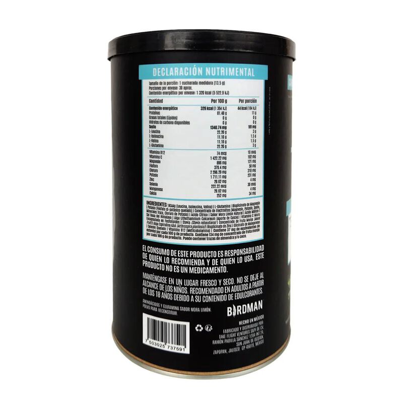 Bcaas Y Glutamina Mora - Limon Birdman 405g image number null