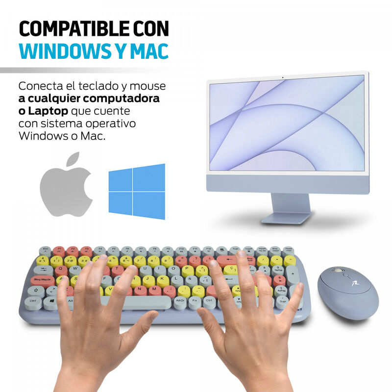 Teclado y Mouse Inalámbrico Retro con Receptor ... image number null