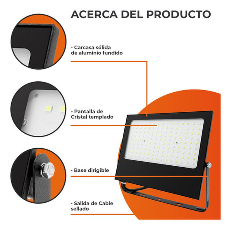 Reflector Led Exterior 100w Luz Fr&iacute;a Ip66 No At... image number null