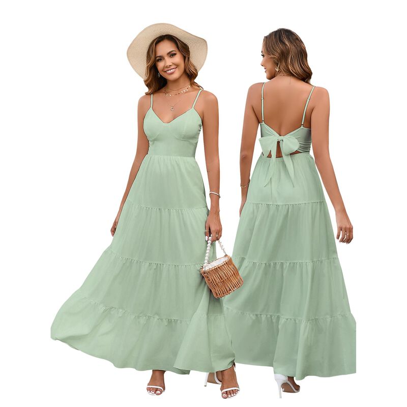 Vestido Htzmo Maxi Floral Verde Talla M image number null