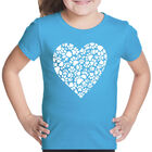 Camiseta Word Art Para Ni&ntilde;a - Coraz&oacute;n de Huellas - Turquesa