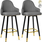 Set 2 Banco Barra Alta Silla Tapizada Cocina Bar Desayunador Gris