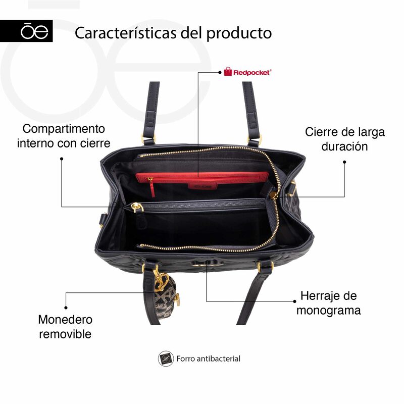 Bolsa Satchel Look Troquelado Grande Color Negr... image number null
